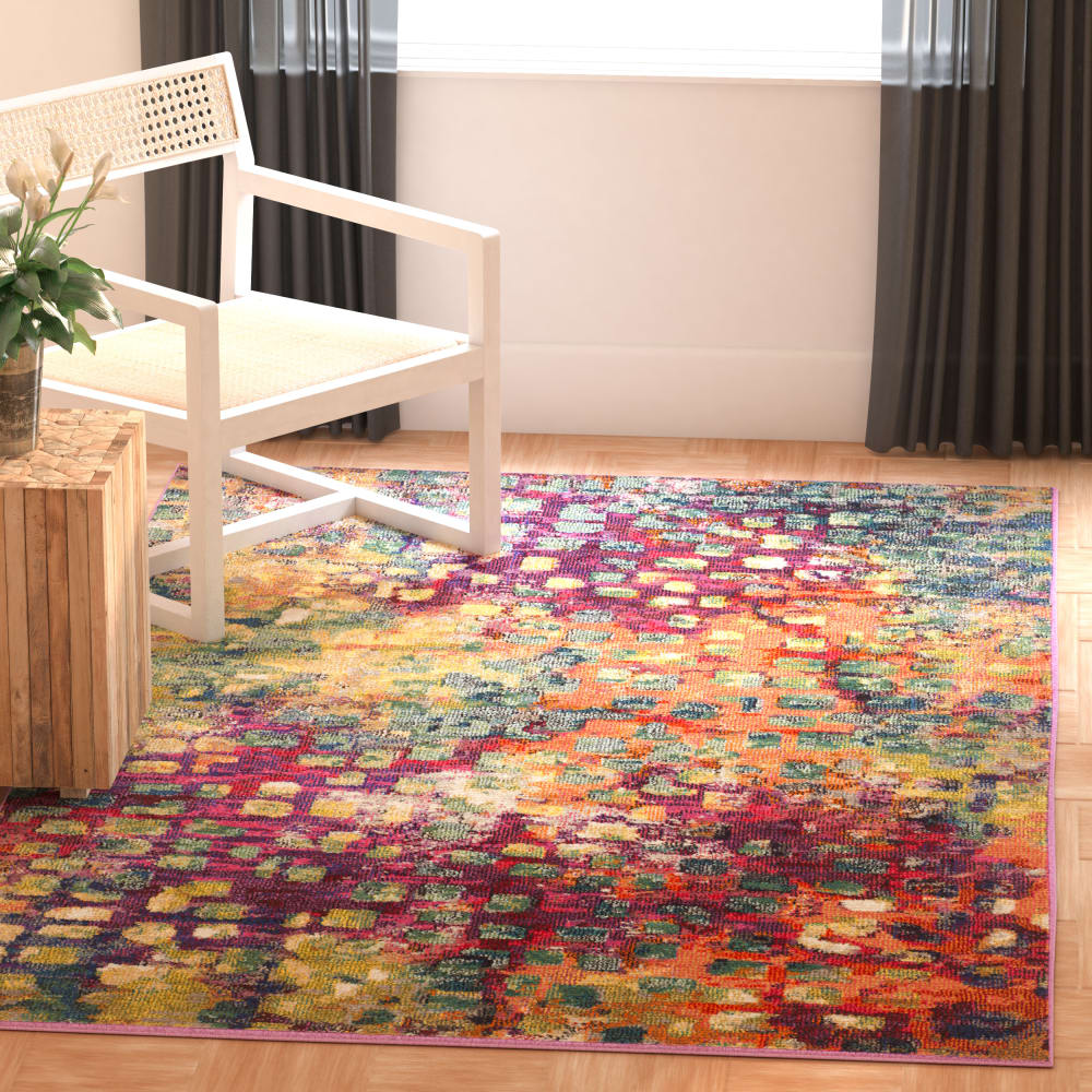 Tapis bohème chic en polypropylène rose/multicolore, 122 x 170 cm — vue 3