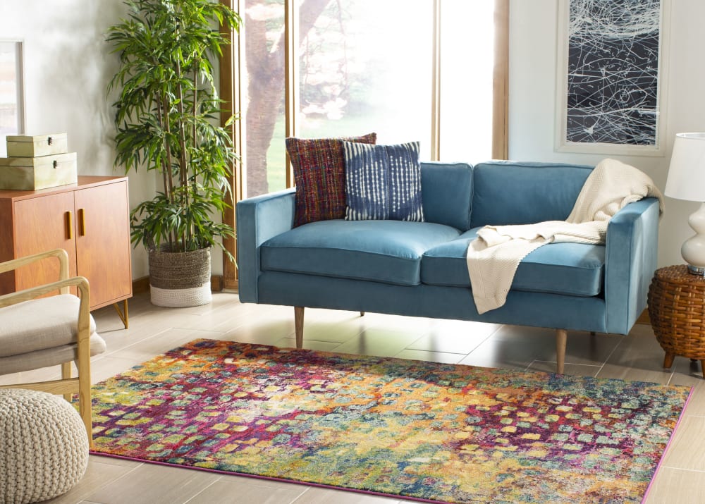 Tapis bohème chic en polypropylène rose/multicolore, 122 x 170 cm — vue 4