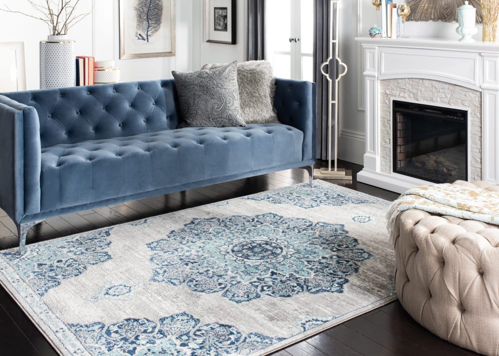 Tapis de transition en polypropylène bleu/gris, 122 x 183 cm — vue 3