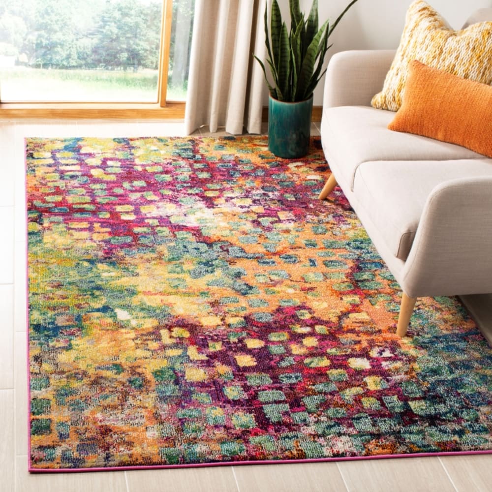 Tapis bohème chic en polypropylène rose/multicolore, 201 x 279 cm — vue 3