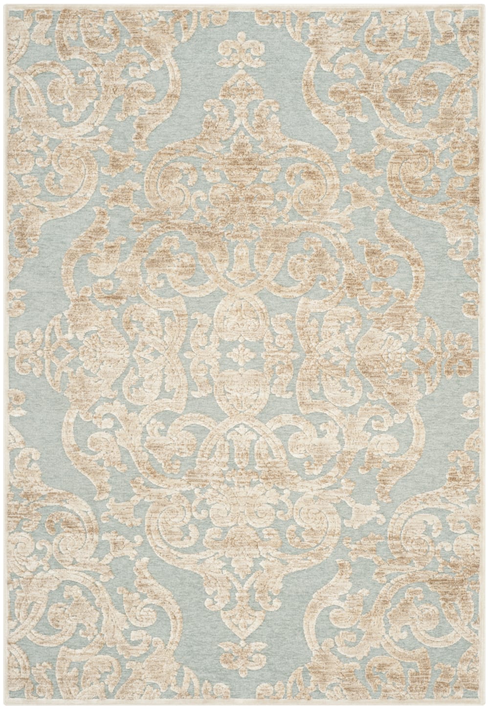 Tapis traditionnel en viscose beige/bleu, 122 x 170 cm Tapis traditionnel en viscose beige/bleu, 122 x 170 cm