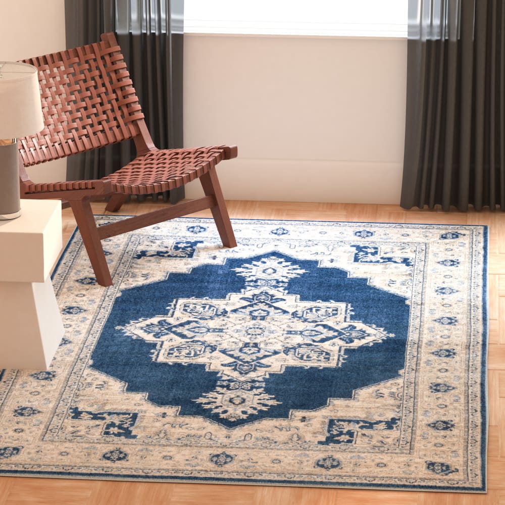 Tapis de transition en polypropylène bleu/beige, 160 x 229 cm — vue 3