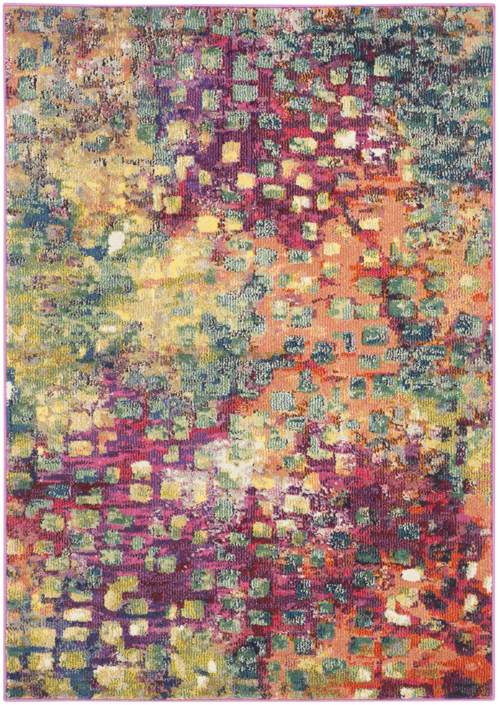 Tapis bohème chic en polypropylène rose/multicolore, 91 x 152 cm