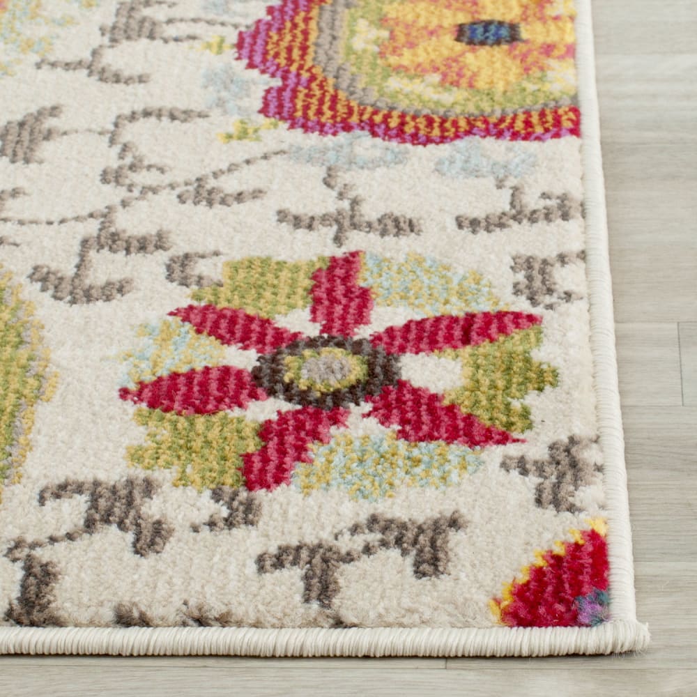 Tapis bohème chic en polypropylène blanc/multicolore, 91 x 152 cm — vue 4