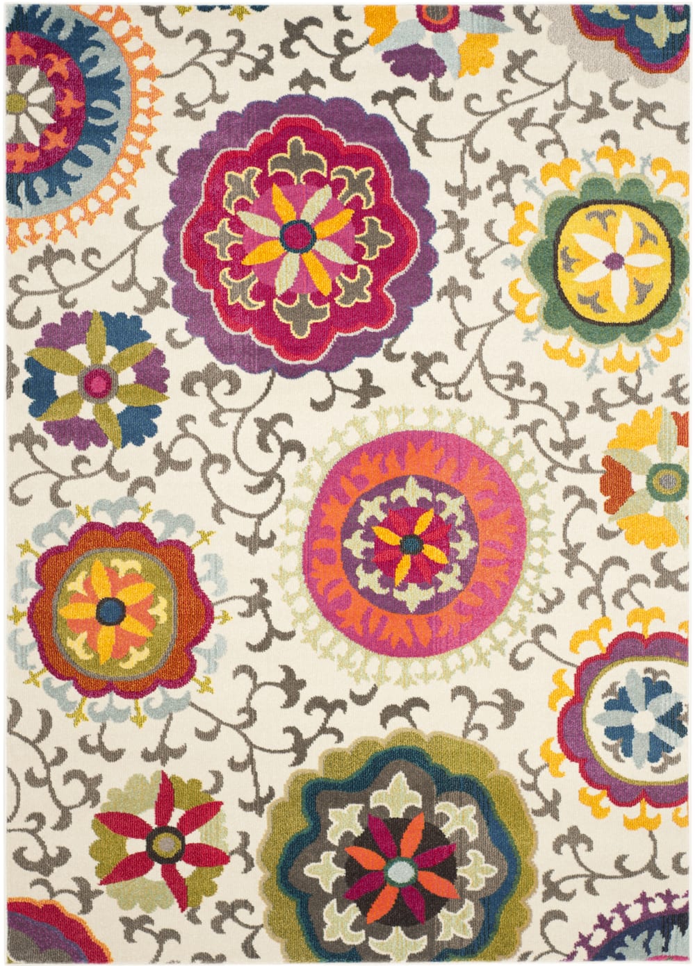 Tappeto boho chic in polipropilene bianco/multicolore, 201 x 279 cm - Modello Classico chic - Multicolore - PP - Polipropilene