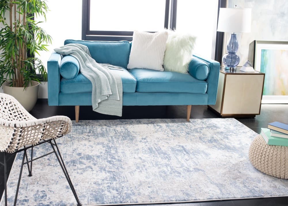 Tapis contemporain en polypropylène gris/bleu, 183 x 274 cm — vue 3