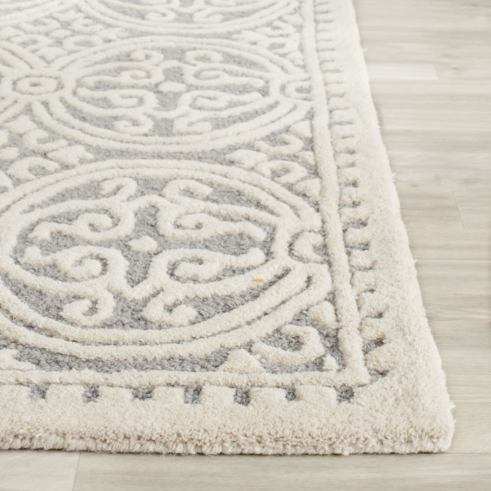 Tapis médaillon en laine argent/blanc, 152 x 244 cm — vue 4