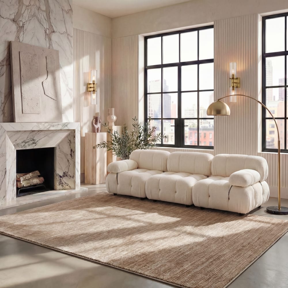 Tappeto solido e tonale in polipropilene marrone, 155 x 229 cm -