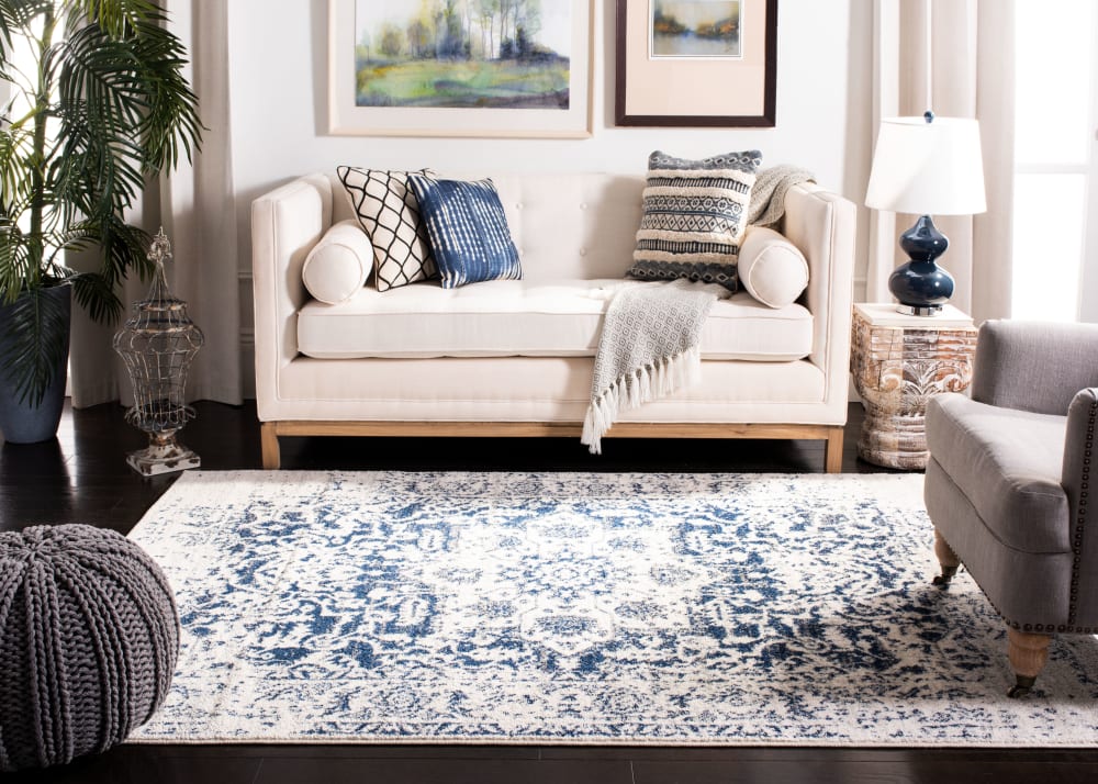 Tapis chic moderne en polypropylène beige/bleu, 201 x 279 cm — vue 3