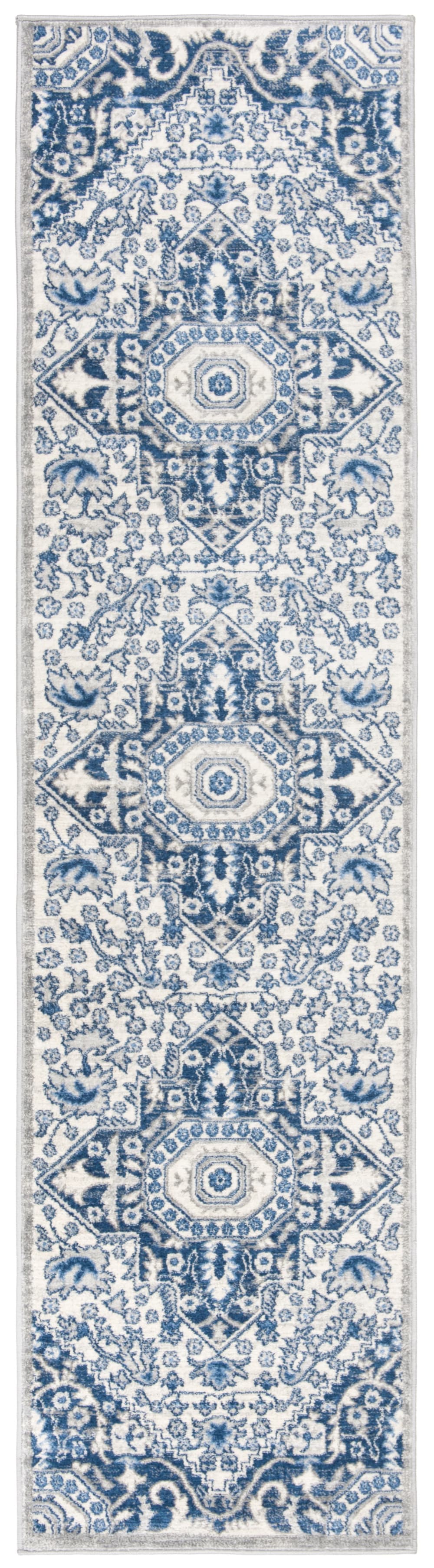Tappeto di transizione in polipropilene beige/blu, 61 x 244 cm - Modello Vintage - Blu - PP - Polipropilene