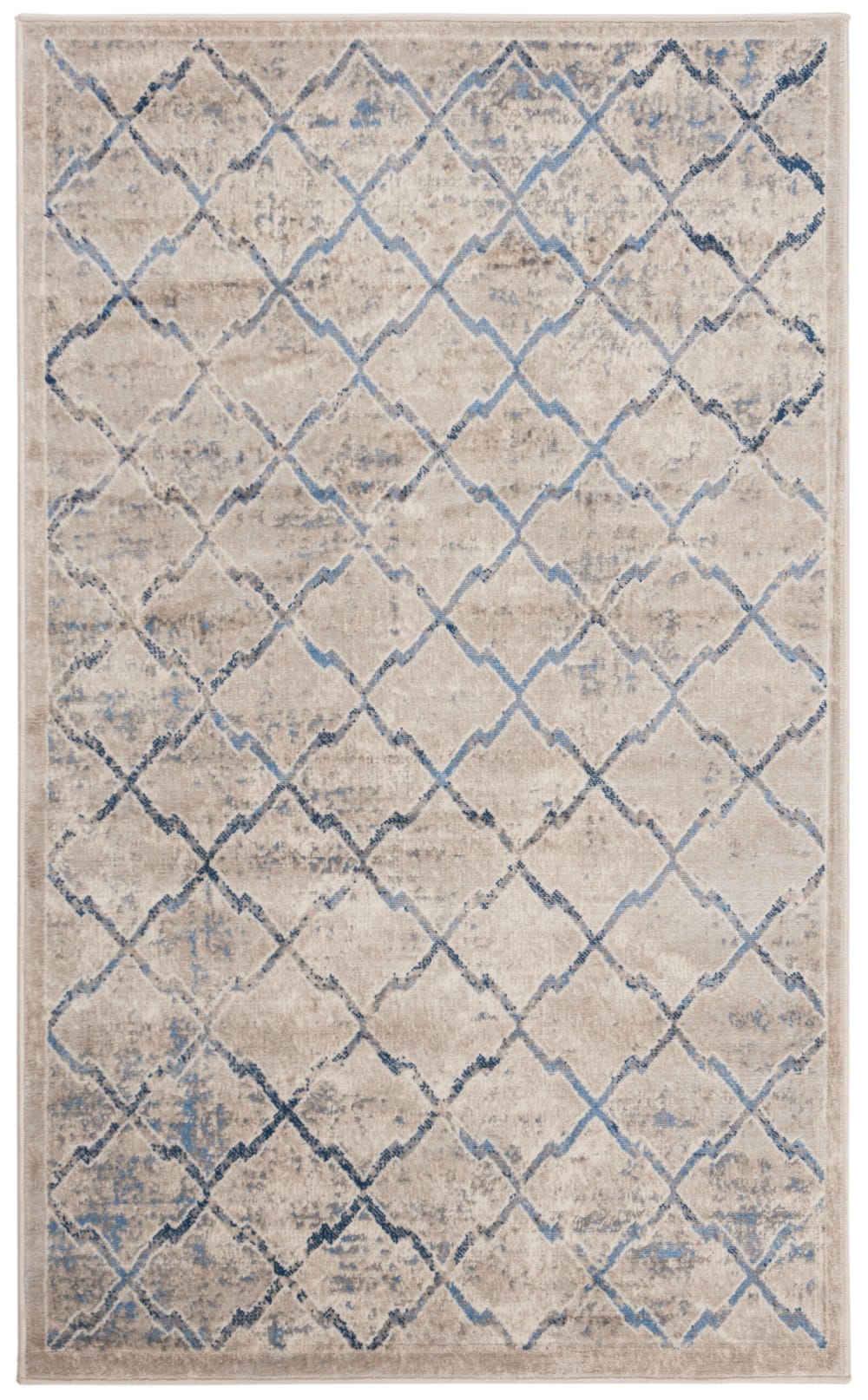 Tapis contemporain en polypropylène gris/bleu, 122 x 183 cm