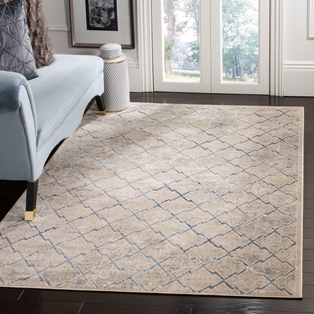 Tapis contemporain en polypropylène gris/bleu, 122 x 183 cm — vue 3