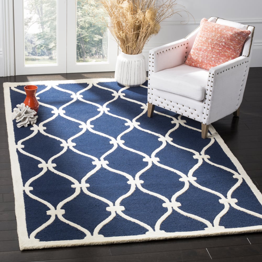 Alfombra moderno de lana azul/blanco, 152 x 244 cm
