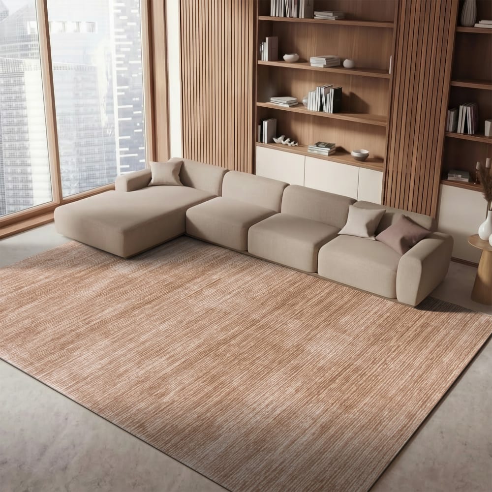 Tapis solide et tonale en polypropylène brun, 122 x 183 cm — vue 3