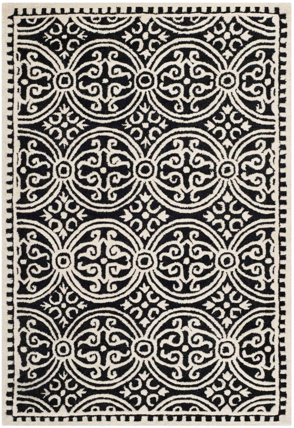 Alfombra medallón de lana blanco y negro, 152 x 244 cm - Maisons du Monde