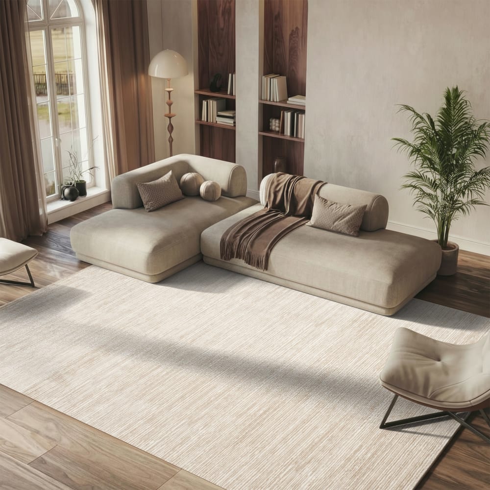 Tapis solide et tonale en polypropylène beige, 122 x 183 cm — vue 3