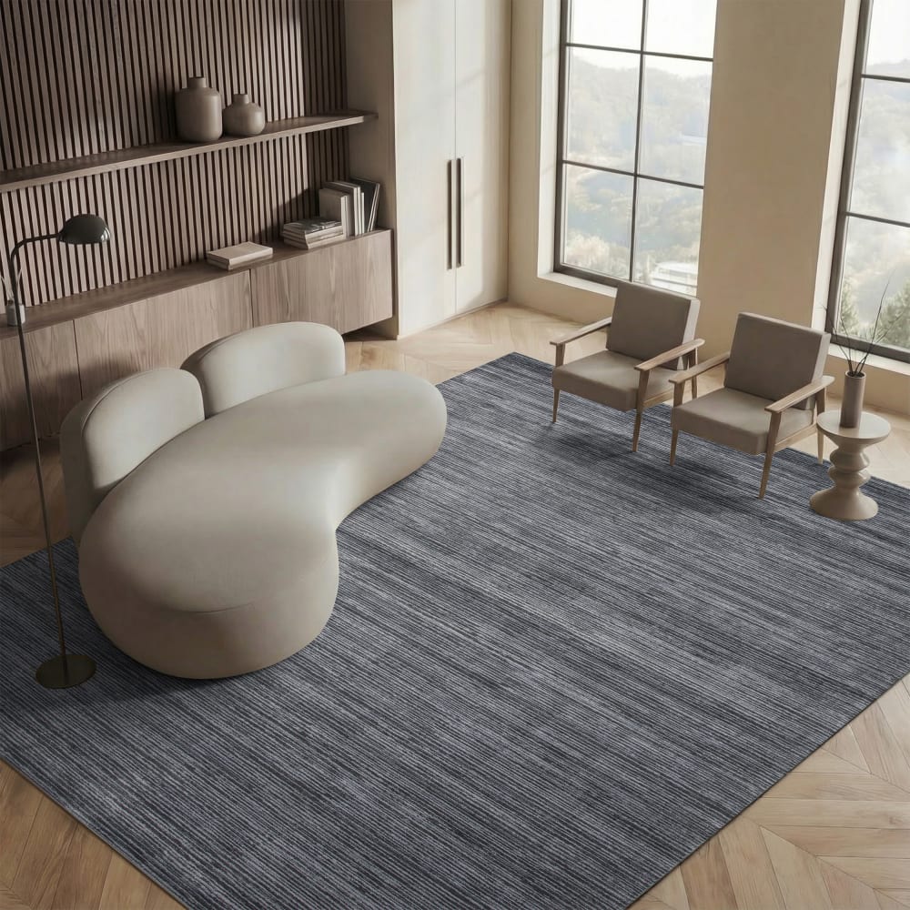 Tapis solide et tonale en polypropylène gris, 122 x 183 cm — vue 3