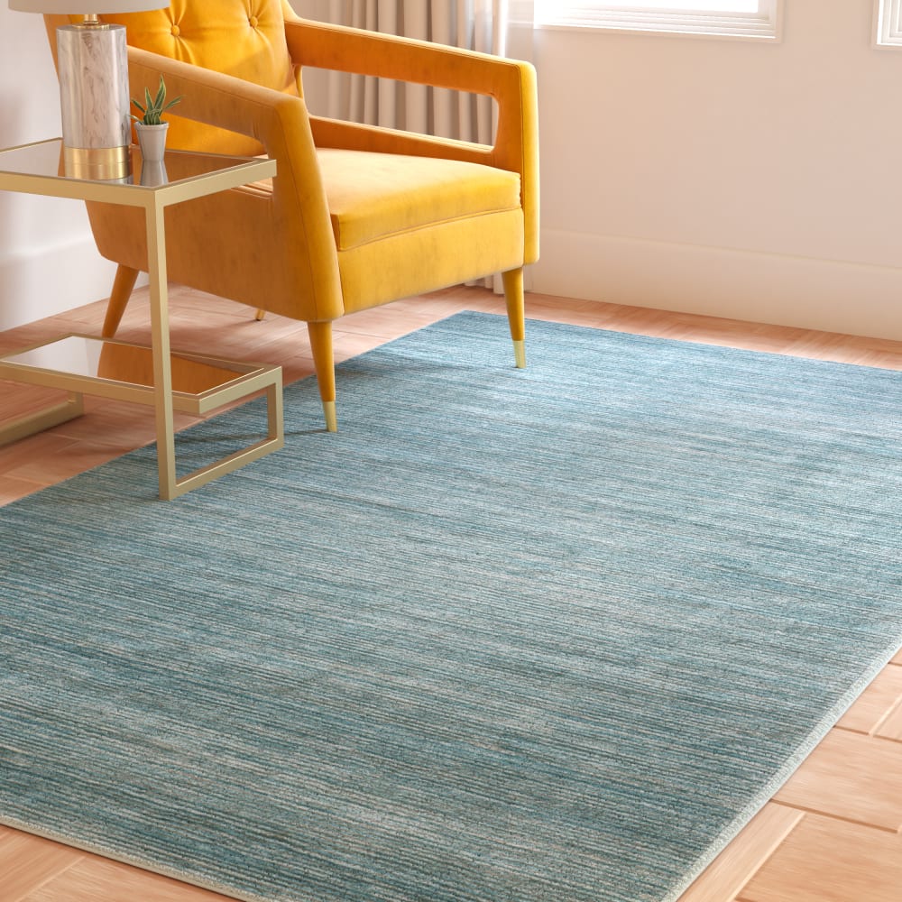Tapis solide et tonale en polypropylène bleu, 122 x 183 cm — vue 3