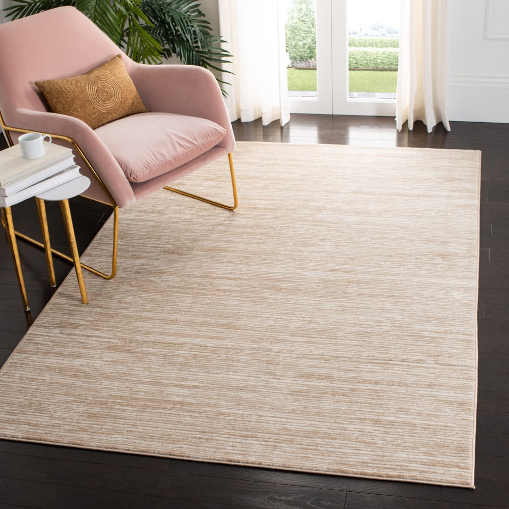 Tapis solide et tonale en polypropylène beige, 155 x 229 cm — vue 3