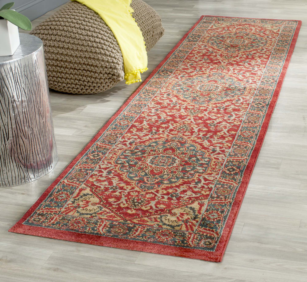 Alfombra tradicional de polipropileno azul/rojo, 66 x 244 cm - Maisons du Monde