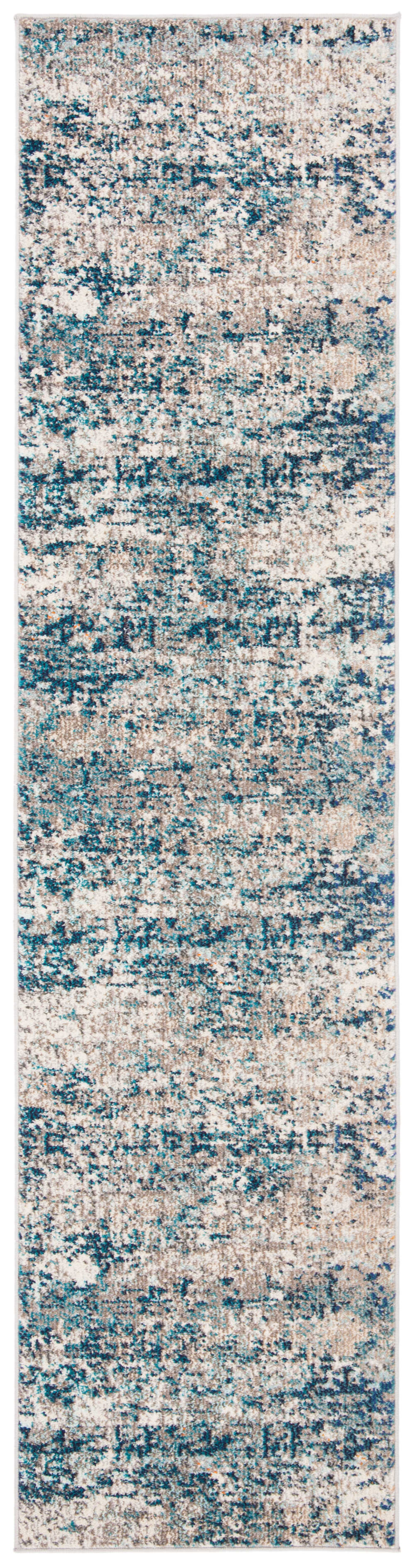 Tapis contemporain en polypropylène gris/bleu, 61 x 244 cm