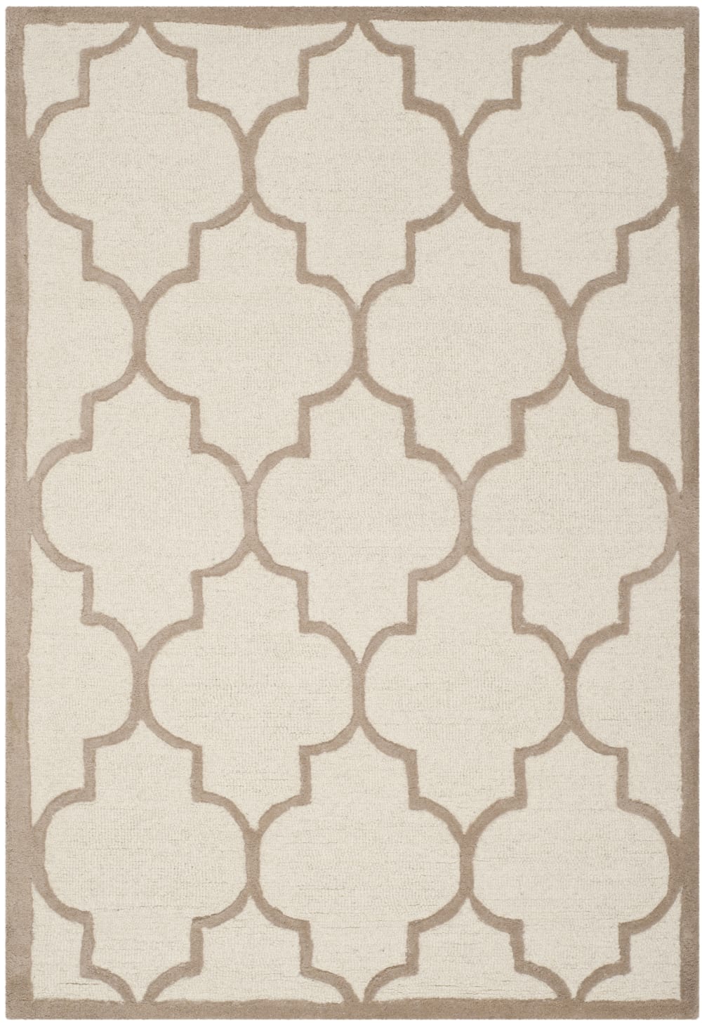 Tapis treillis en laine blanc/beige, 122 x 183 cm