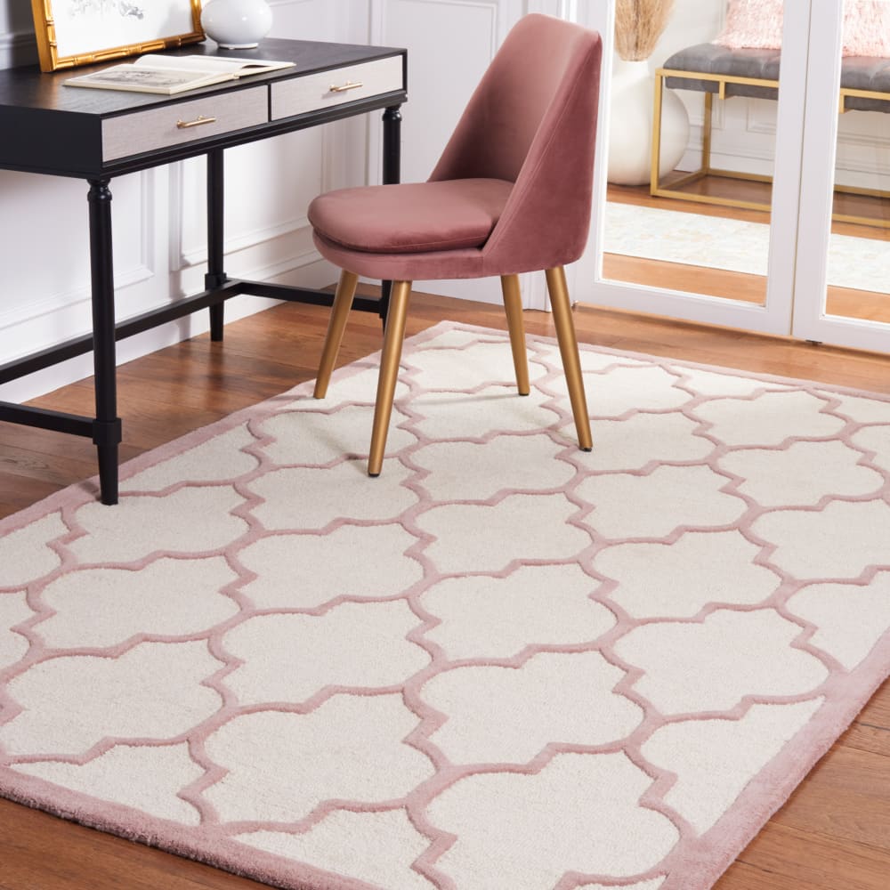 Tapis treillis en laine blanc/beige, 122 x 183 cm — vue 3