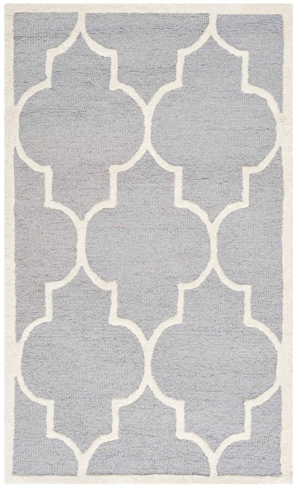 Alfombra enrejado de lana plata/blanco, 122 x 183 cm - Maisons du Monde
