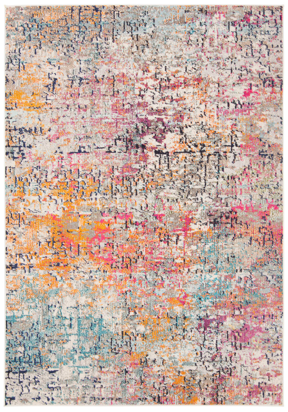 Tapis contemporain en polypropylène gris/rose, 160 x 229 cm