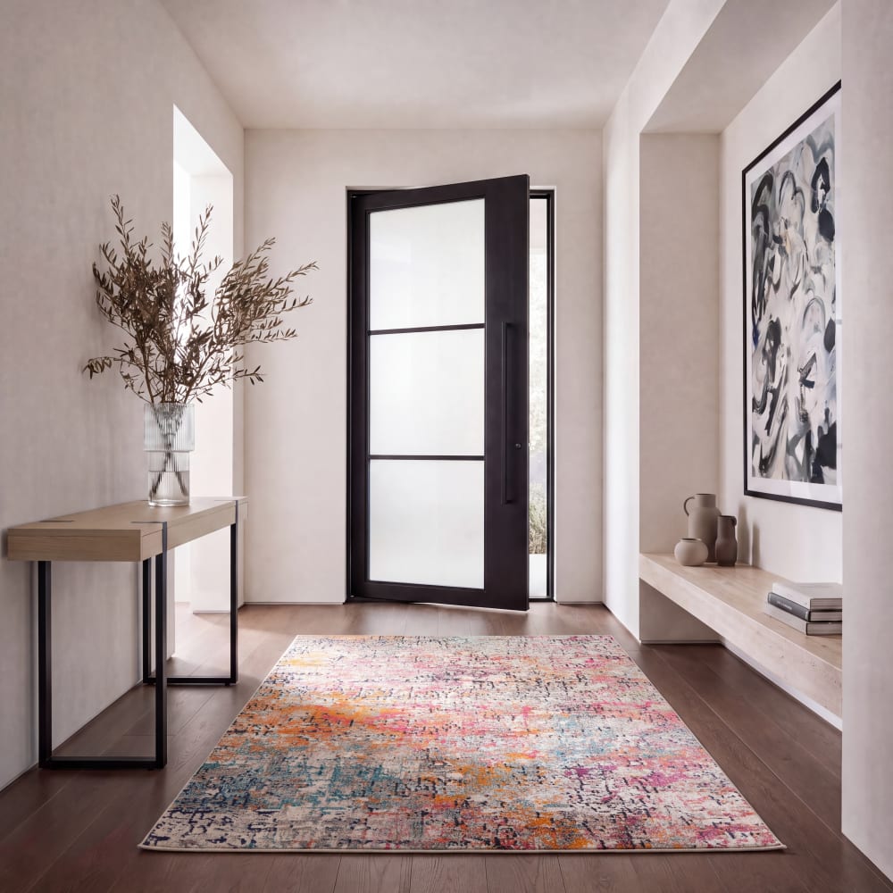 Alfombra contemporáneo de polipropileno gris/rosa, 160 x 229 cm - Maisons du Monde