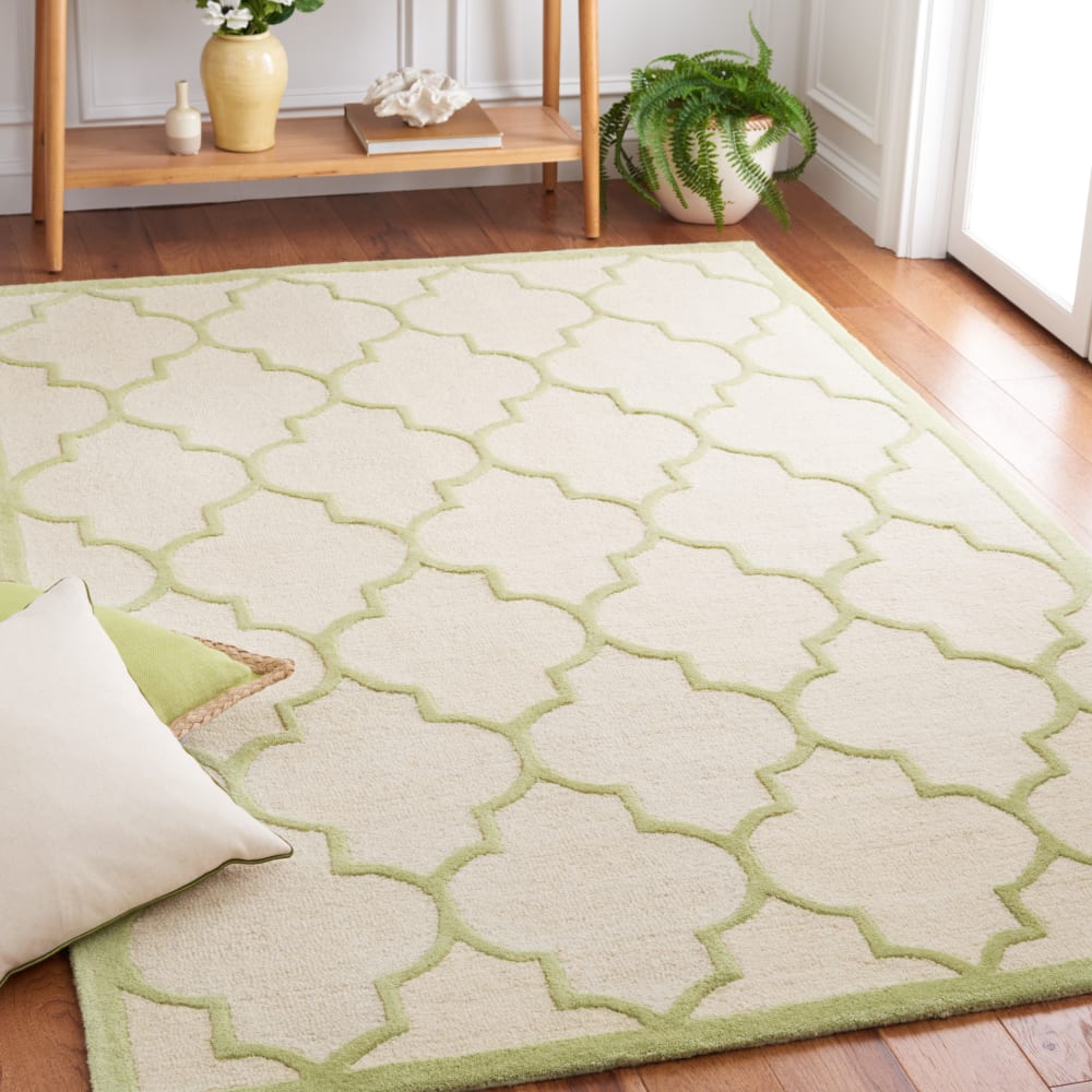 Tapis treillis en laine blanc/vert, 122 x 183 cm — vue 3