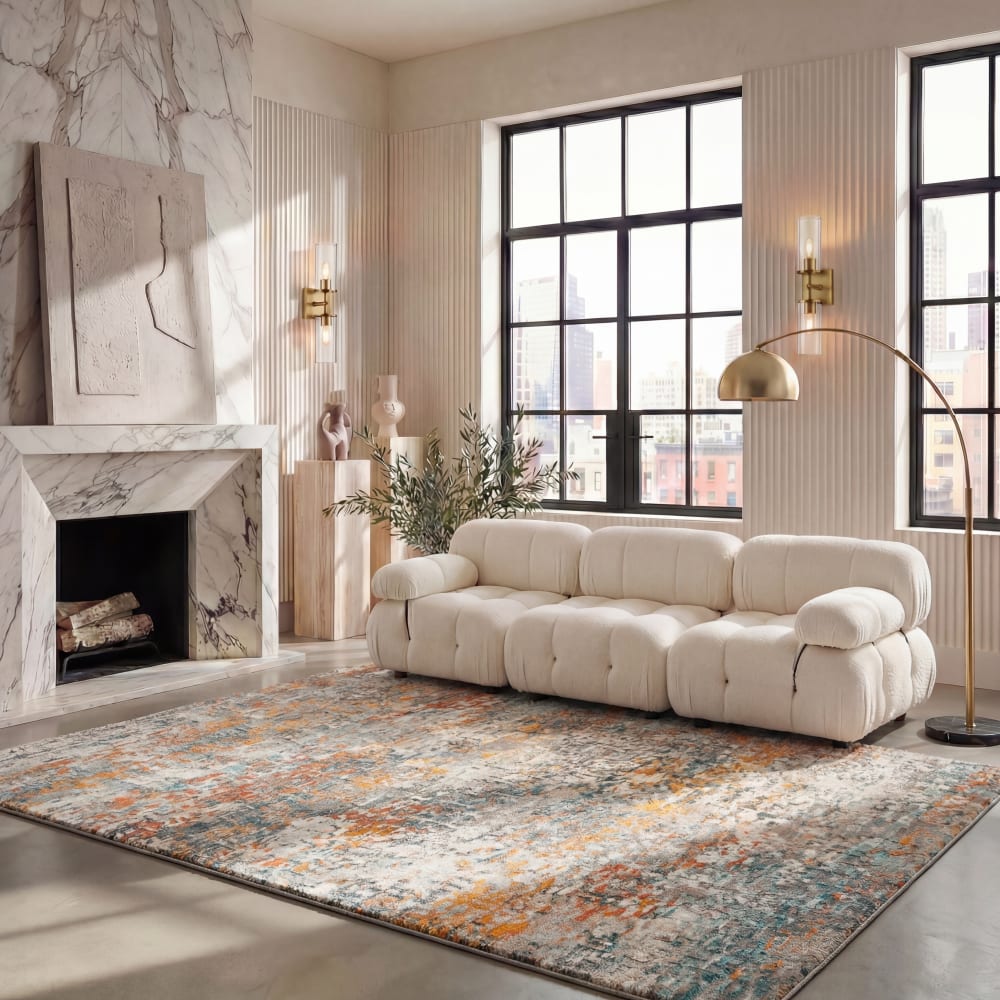 Tapis contemporain en polypropylène gris/orange, 122 x 183 cm — vue 4