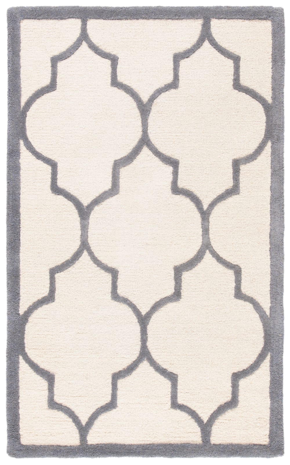 Alfombra enrejado de lana blanco/plata, 122 x 183 cm