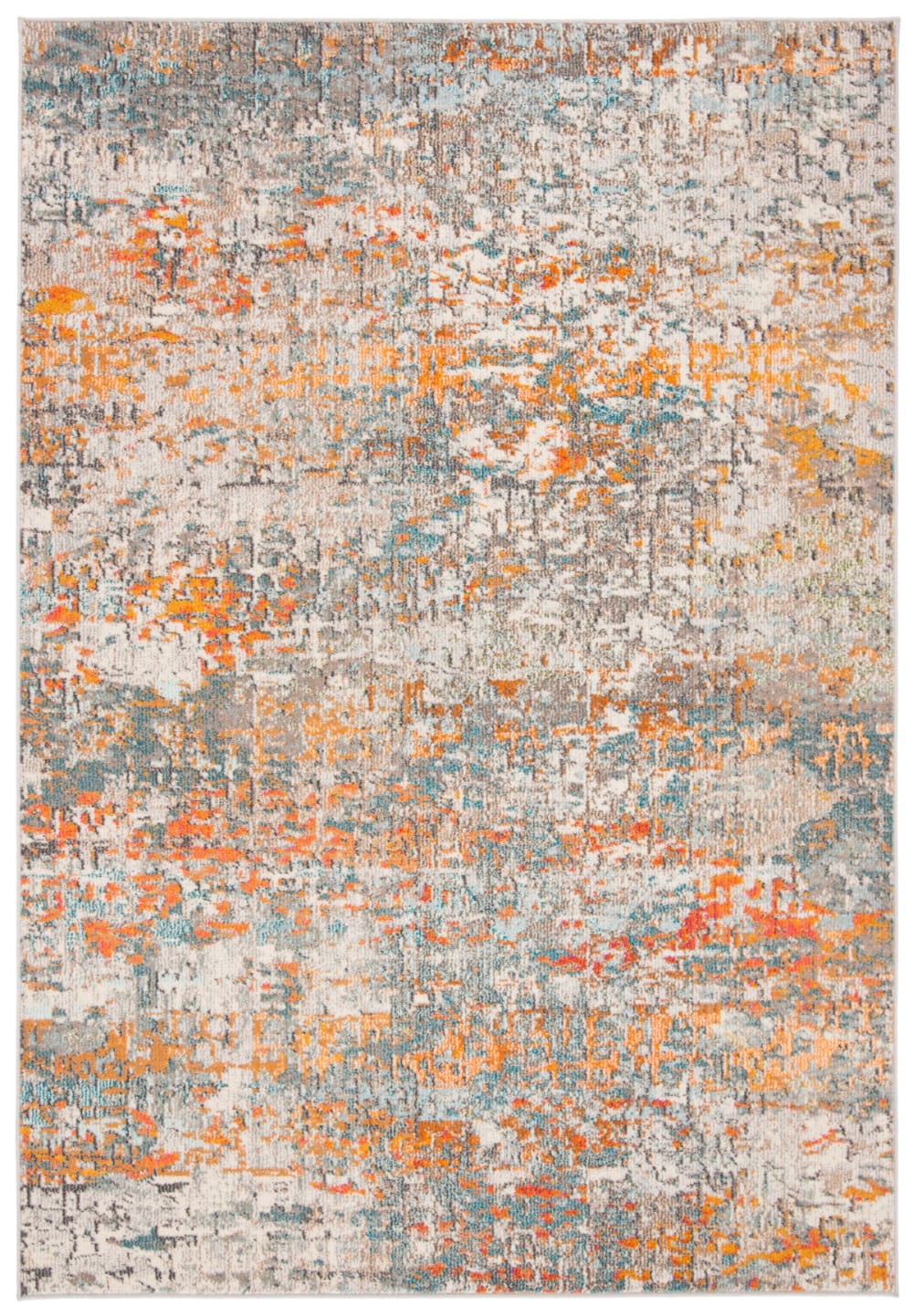 Tapis contemporain en polypropylène gris/orange, 160 x 229 cm