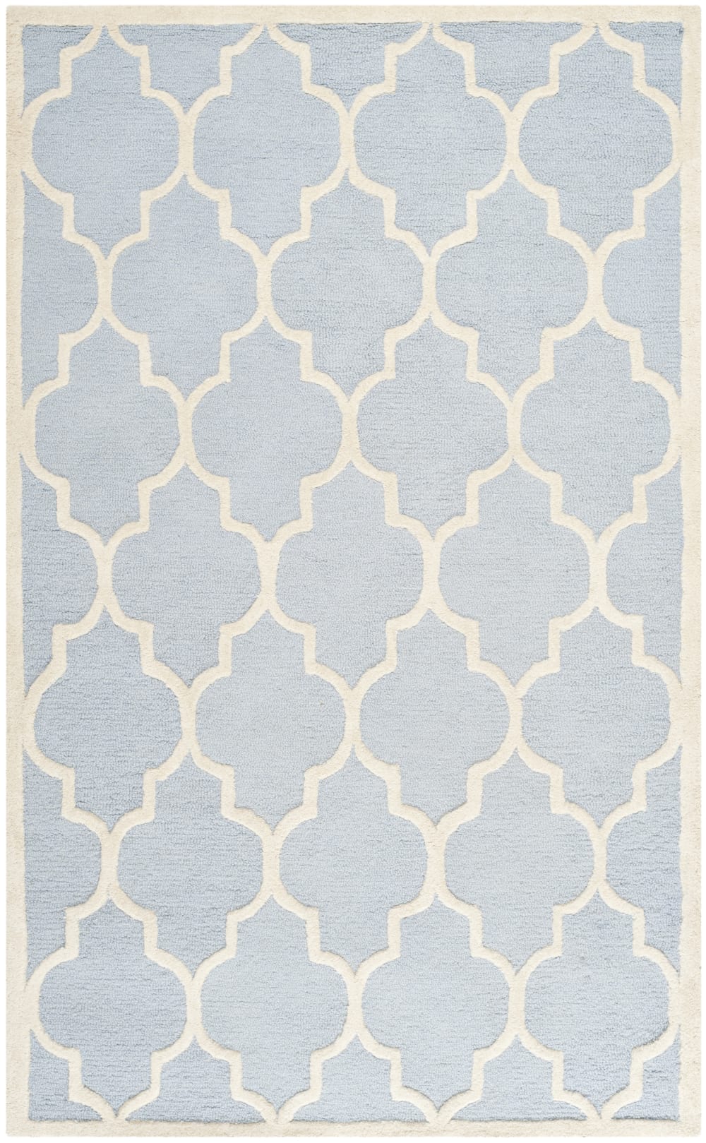 Tapis treillis en laine bleu/blanc, 152 x 244 cm