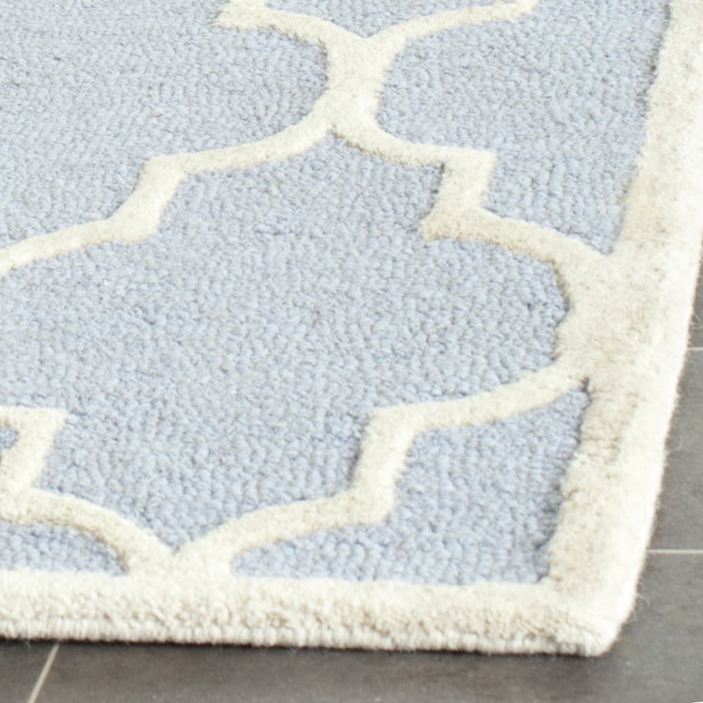 Tapis treillis en laine bleu/blanc, 152 x 244 cm — vue 4