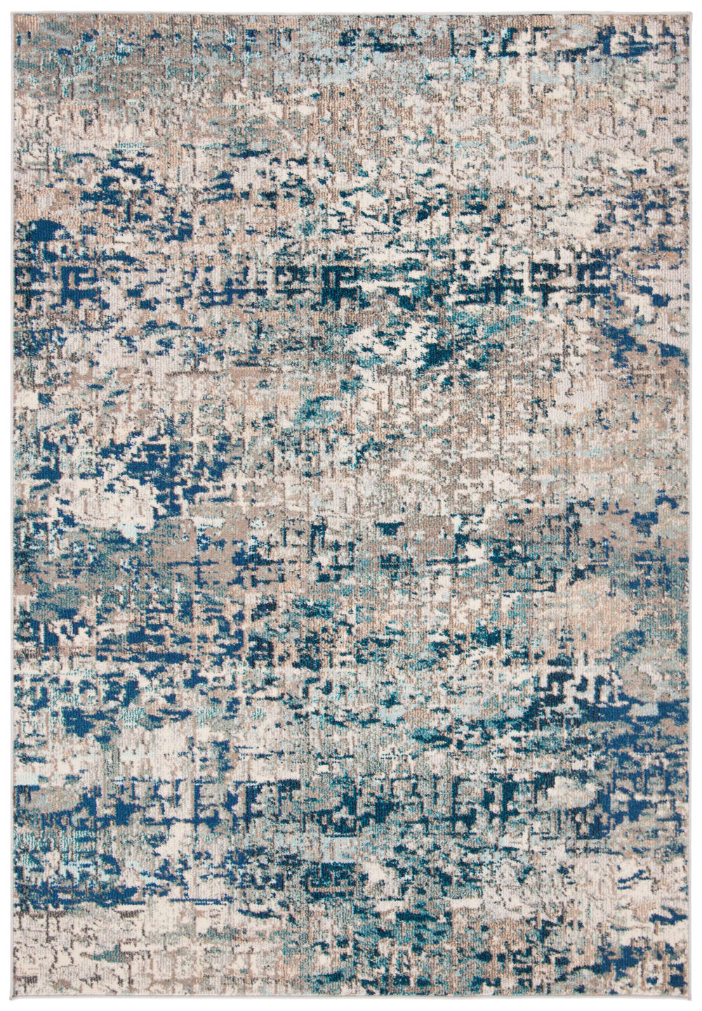 Tapis contemporain en polypropylène gris/bleu, 160 x 229 cm