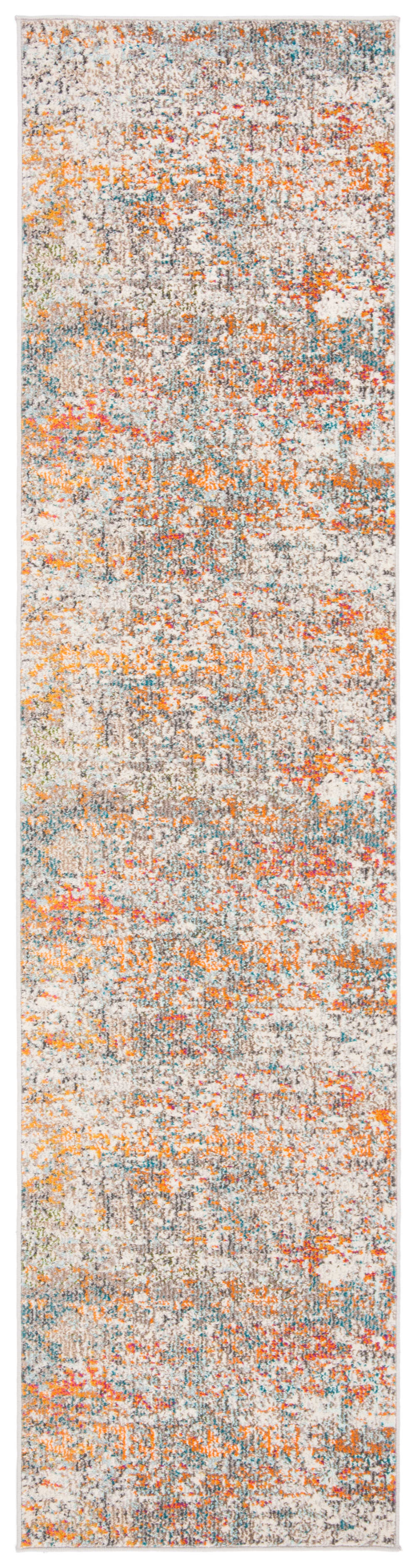 Tapis contemporain en polypropylène gris/orange, 61 x 244 cm