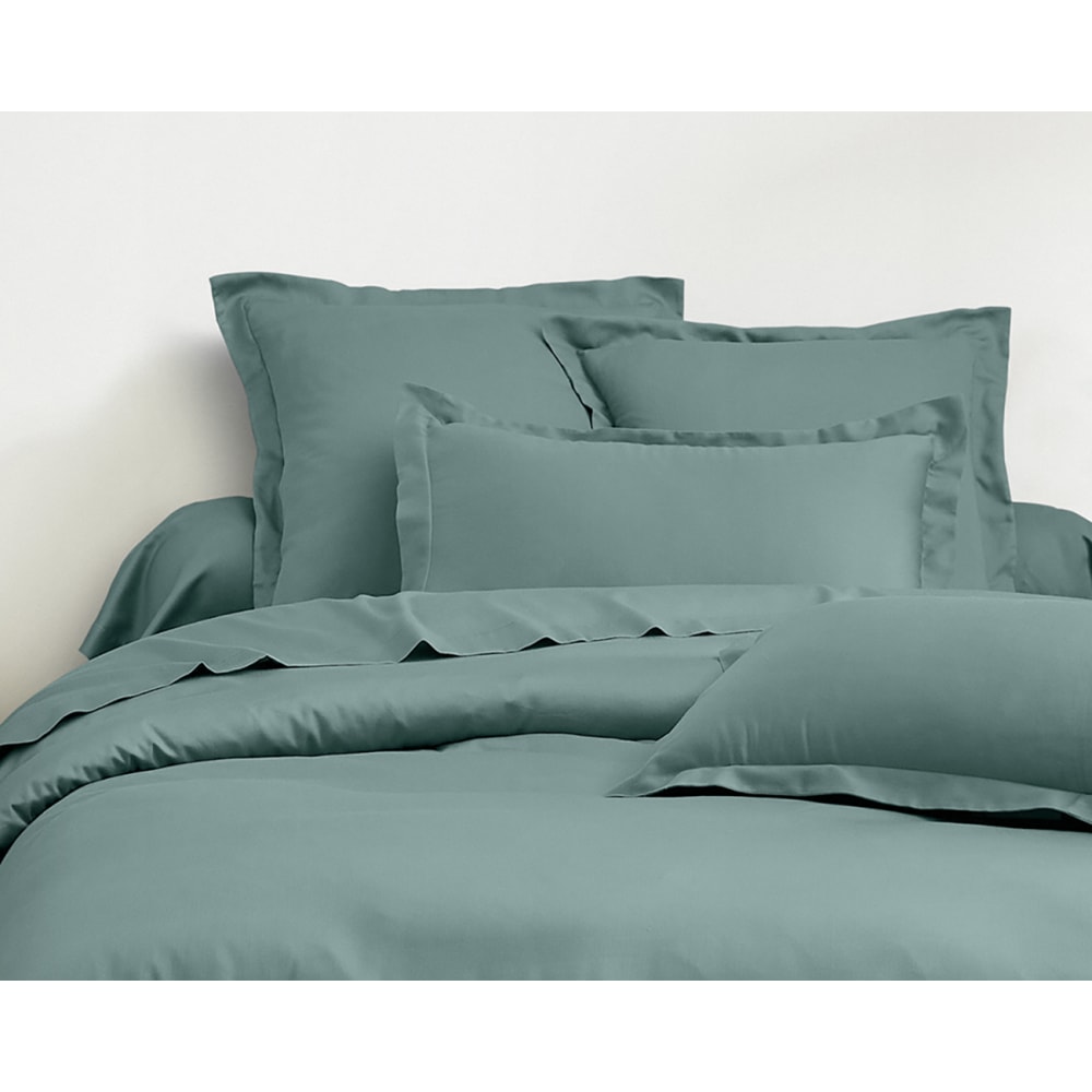 Parure de lit  2 personnes  260x240 cm  satin de coton celadon