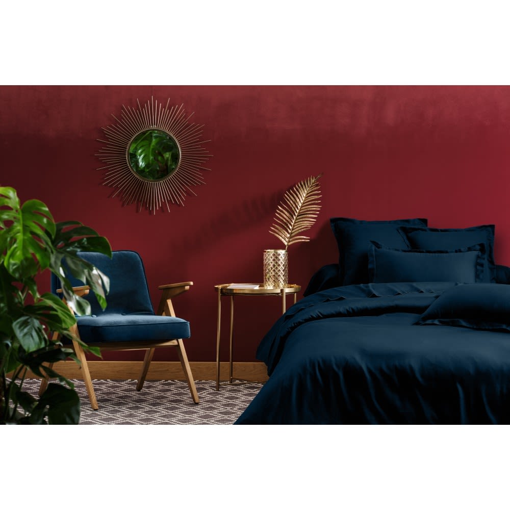 Parure de lit  2 personnes  260x240 cm  satin de coton bleu