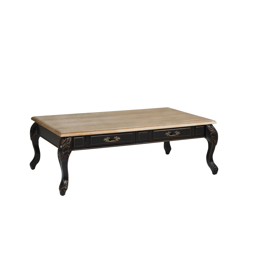 Table basse rectangulaire style shabby chic, plateau en noir Table basse rectangulaire style shabby chic, plateau en noir