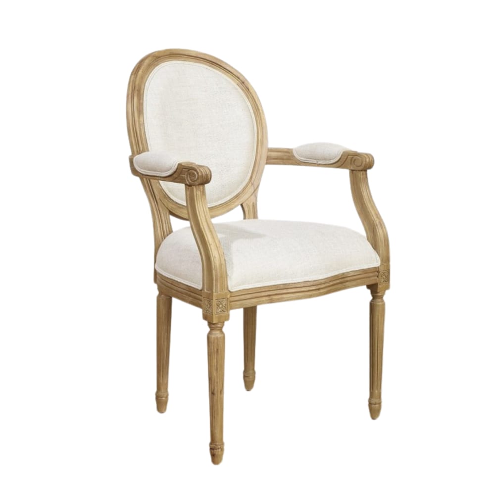 Robin des Bois Klassischer Tischstuhl aus Hevea-Holz und Premium-Leinen Leinen style classic chic Beige Holz