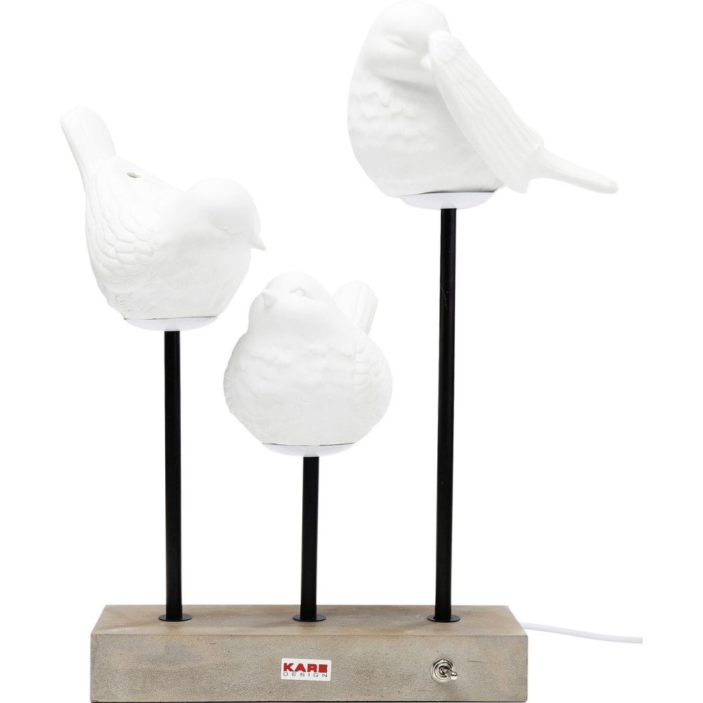 Kare Design Lampe trois oiseaux en porcelaine blanche style contemporain - Céramique