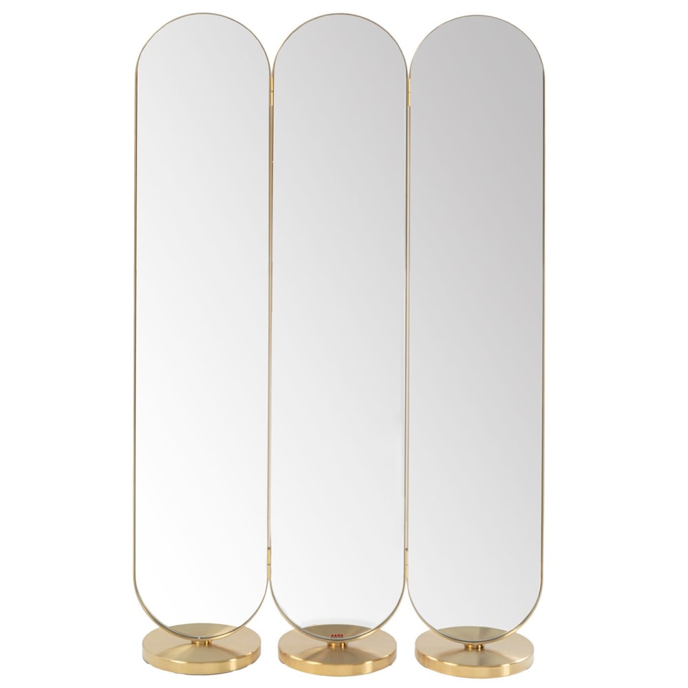 Paravent en acier doré et verre miroir