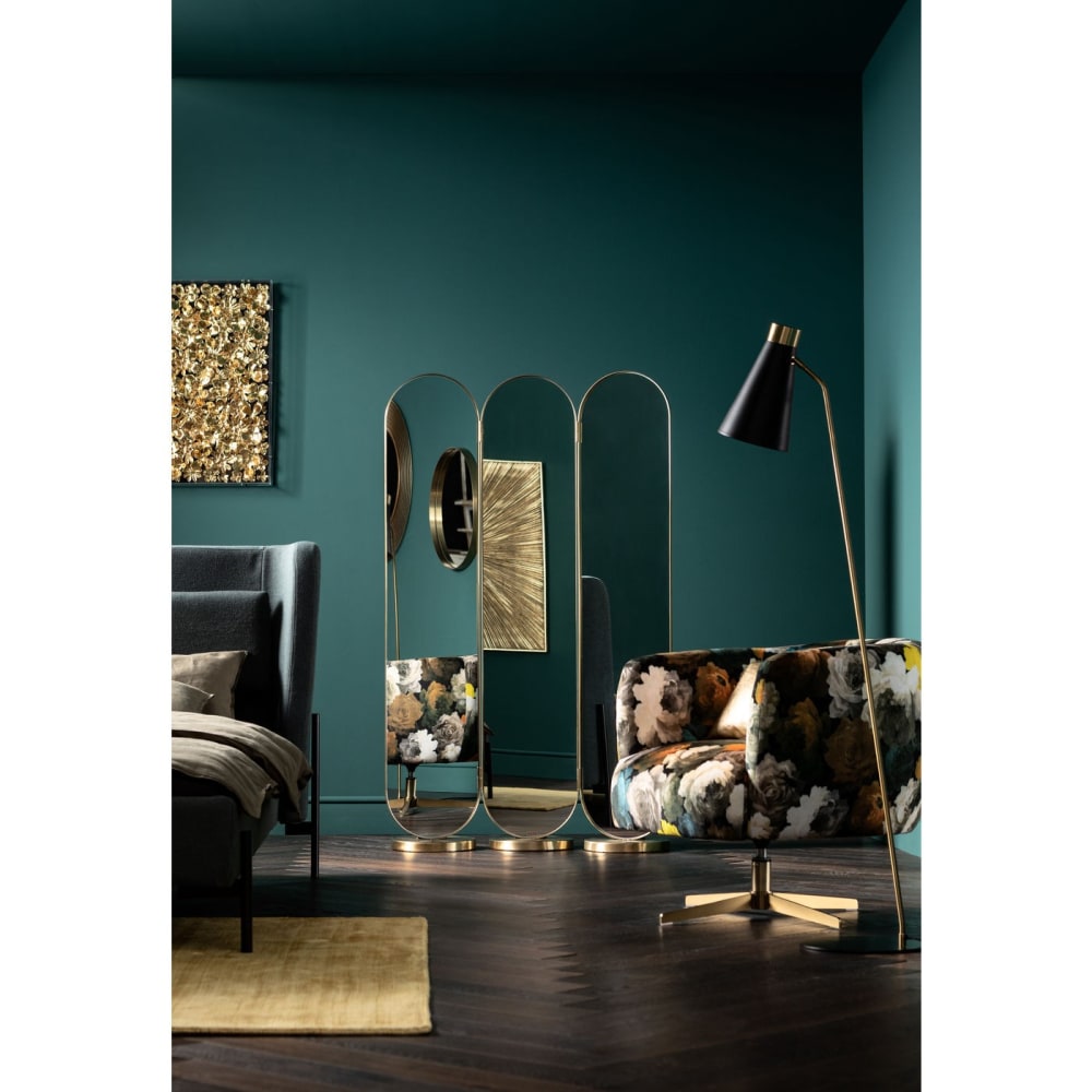 Paravent en acier doré et verre miroir - Maisons du Monde