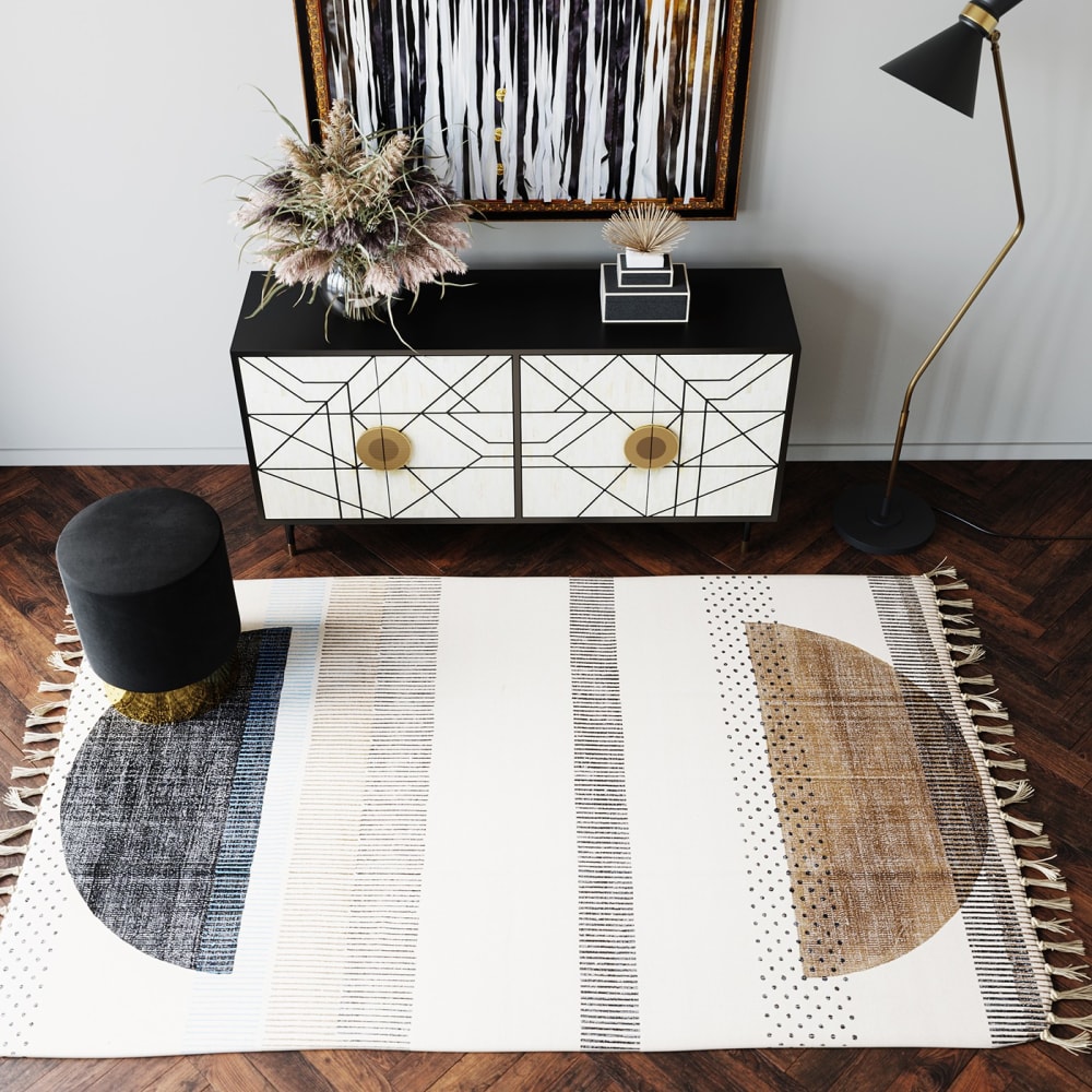 Tabouret en velours noir et acier doré - Maisons du Monde