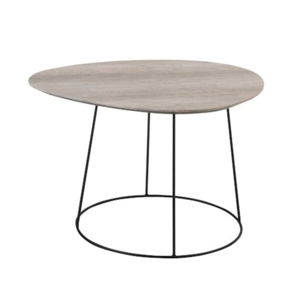 Table d'appoint en bois et métal ovale naturel 69x55x45cm