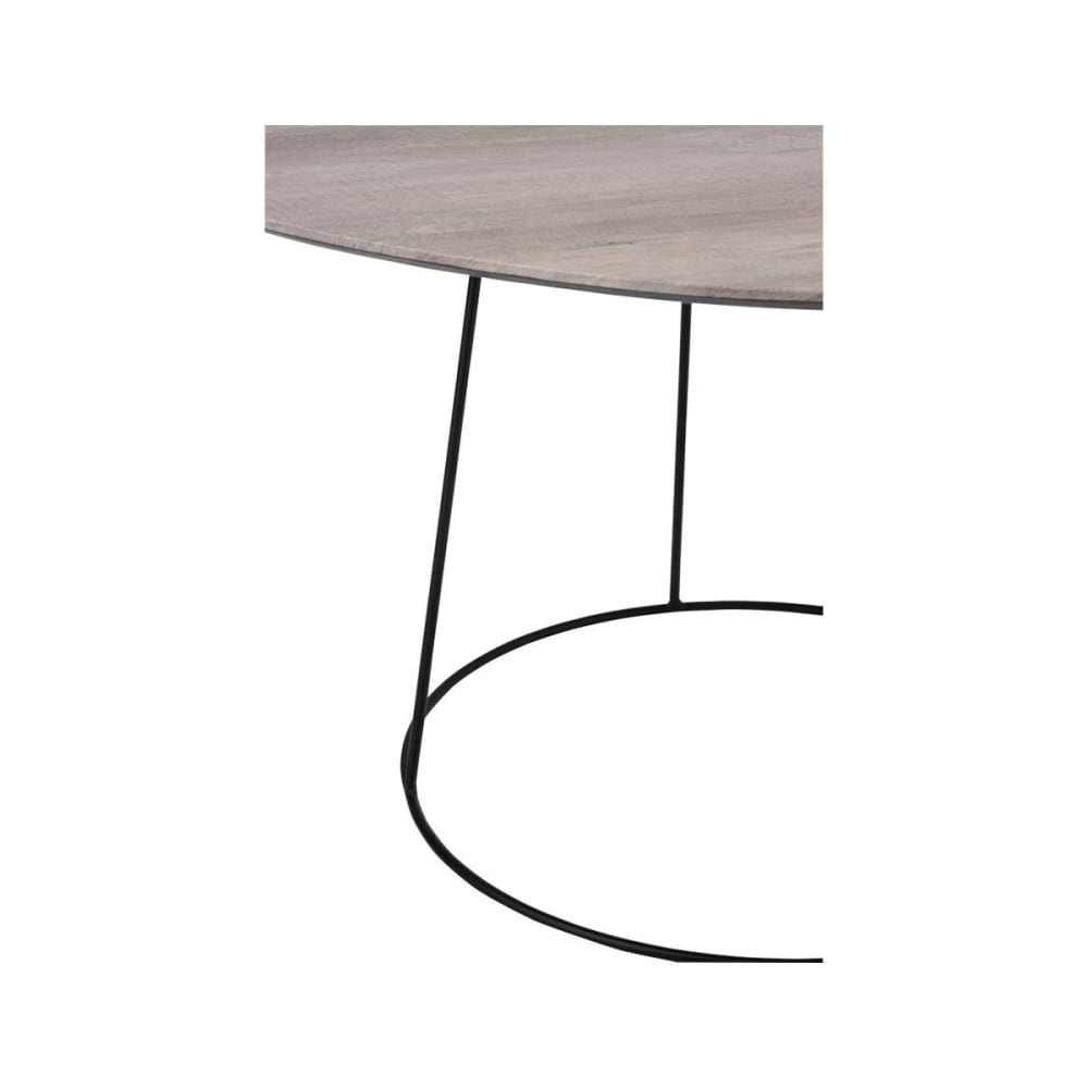 Table basse ovale en bois et métal