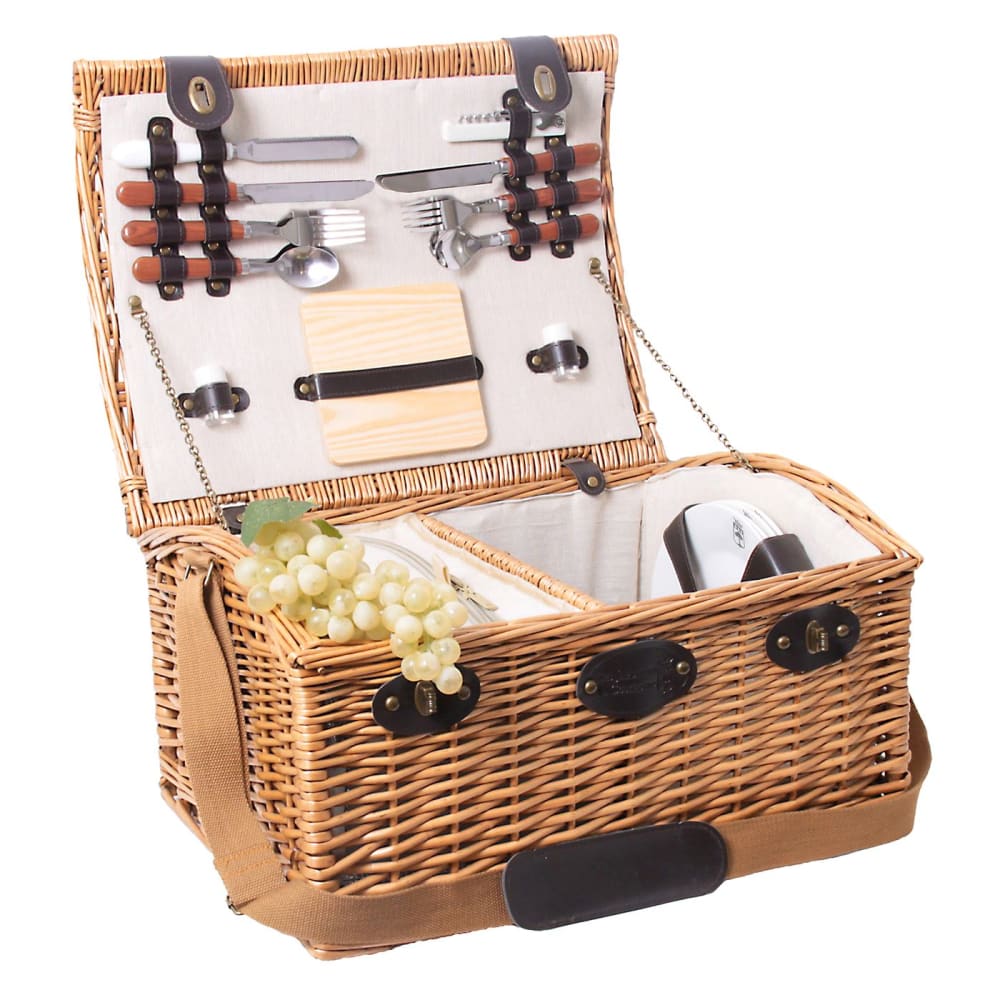 Cesta picnic de mimbre gisors beige para 4 personas