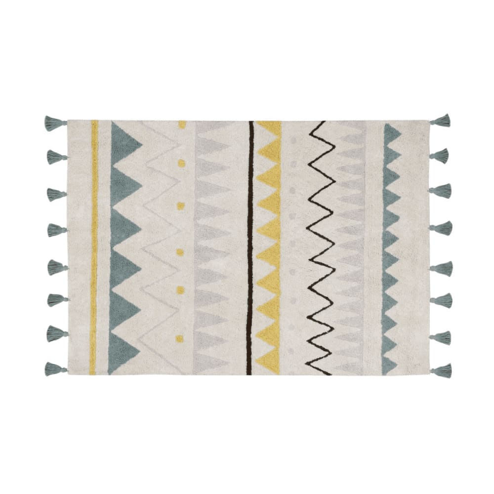 LORENA CANALS Waschbarer Teppich aus aztekischer Baumwolle, 140 x 200 cm, blau Beige